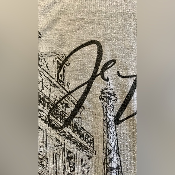 Extra Soft Heather Grey Sz. M Tie-waist Black contrast Paris Eiffel Je T’aime - Picture 2 of 11